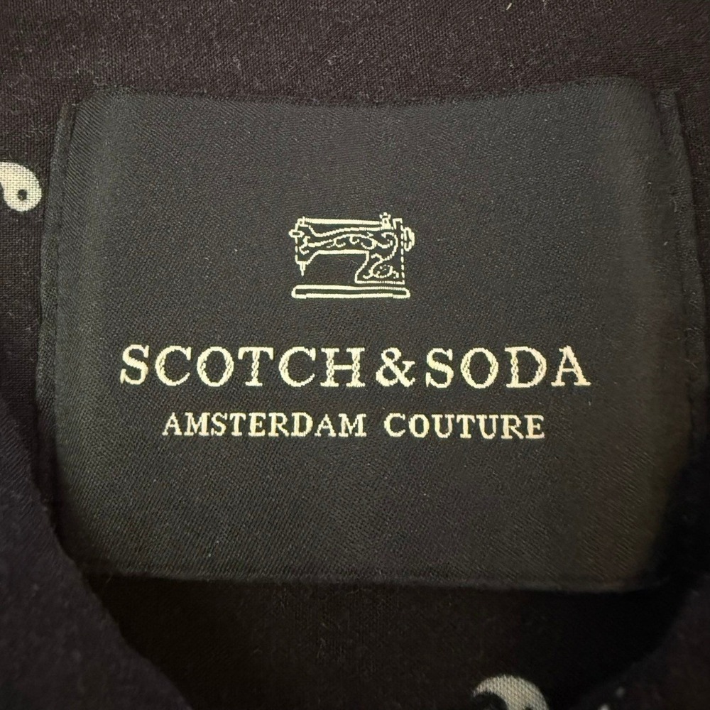 Scotch Soda Mens Black Born to Love Yin Yang Short Sleeve Button Up Shirt Size S - Picture 4 of 10